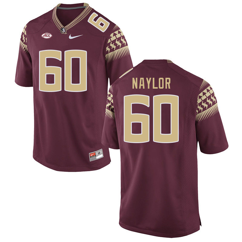 Men #60 Peyton Naylor Florida State Seminoles College Football Jerseys Stitched-Garnet